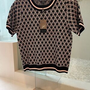 Adrianna Papell Black and White Ornate Sweater